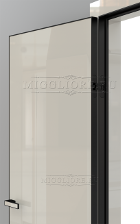 GLOSS 10 G Глянец, AVORIO 9010, алюминиевая черная кромка и черный алюминиевый  короб, наличник