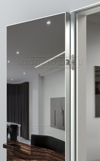VETRO MMR03 алюминиевая кромка, алюминиевый короб, V-зеркало-Серебро, дизайнерский шпон Орех декор высокий глянец