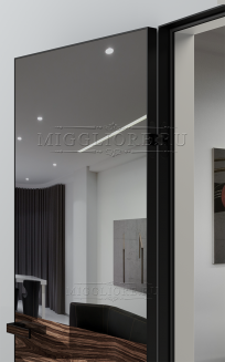 VETRO MMR03 алюминиевая черная кромка, алюминиевый черный короб, V-зеркало-Серебро, дизайнерский шпон Орех декор высокий глянец
