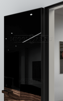 VETRO MMR03 алюминиевая черная кромка, алюминиевый черный короб, V-лакобель черный, дизайнерский шпон Орех декор высокий глянец