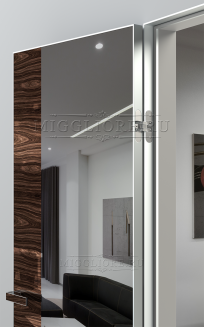 VETRO MMR04 алюминиевая кромка, алюминиевый короб, V-зеркало-Серебро, дизайнерский шпон Орех декор высокий глянец