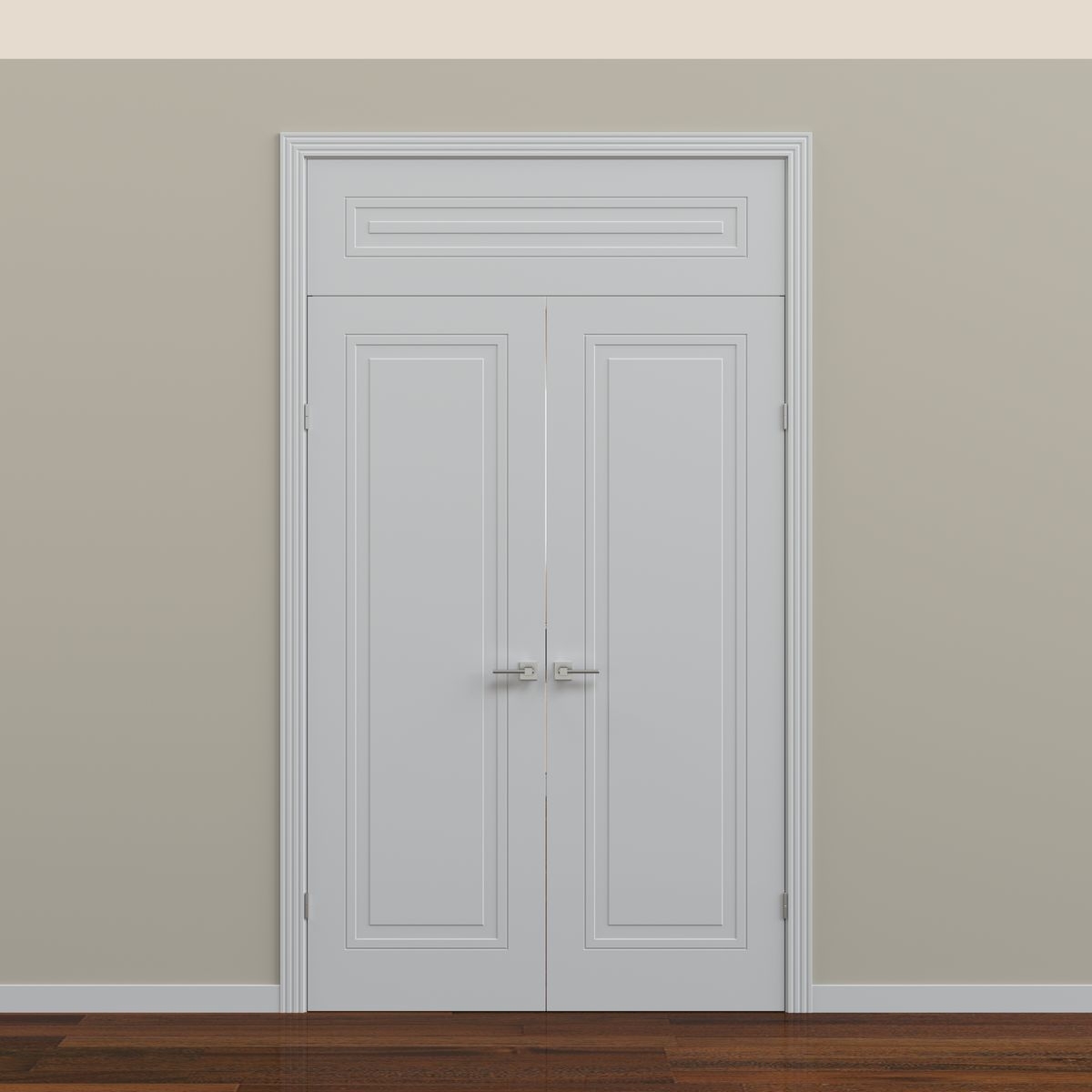Двойная распашная дверь с фрамугой